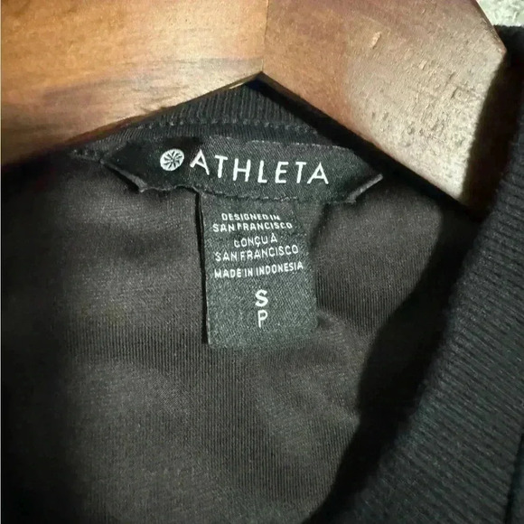 Athleta Sweatshirt Womens Small Black Retroplush Velvet Crew Neck Side Buttons - Picture 5 of 8